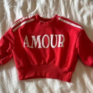 Red Kids Sweatshirt with 'AMOUR' Print